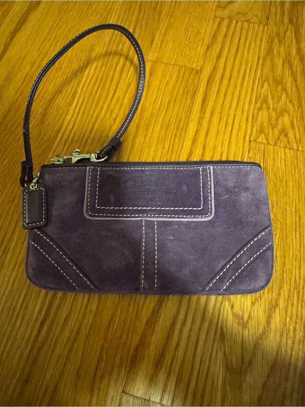 Coach Purple Suede Wristlet Clutch